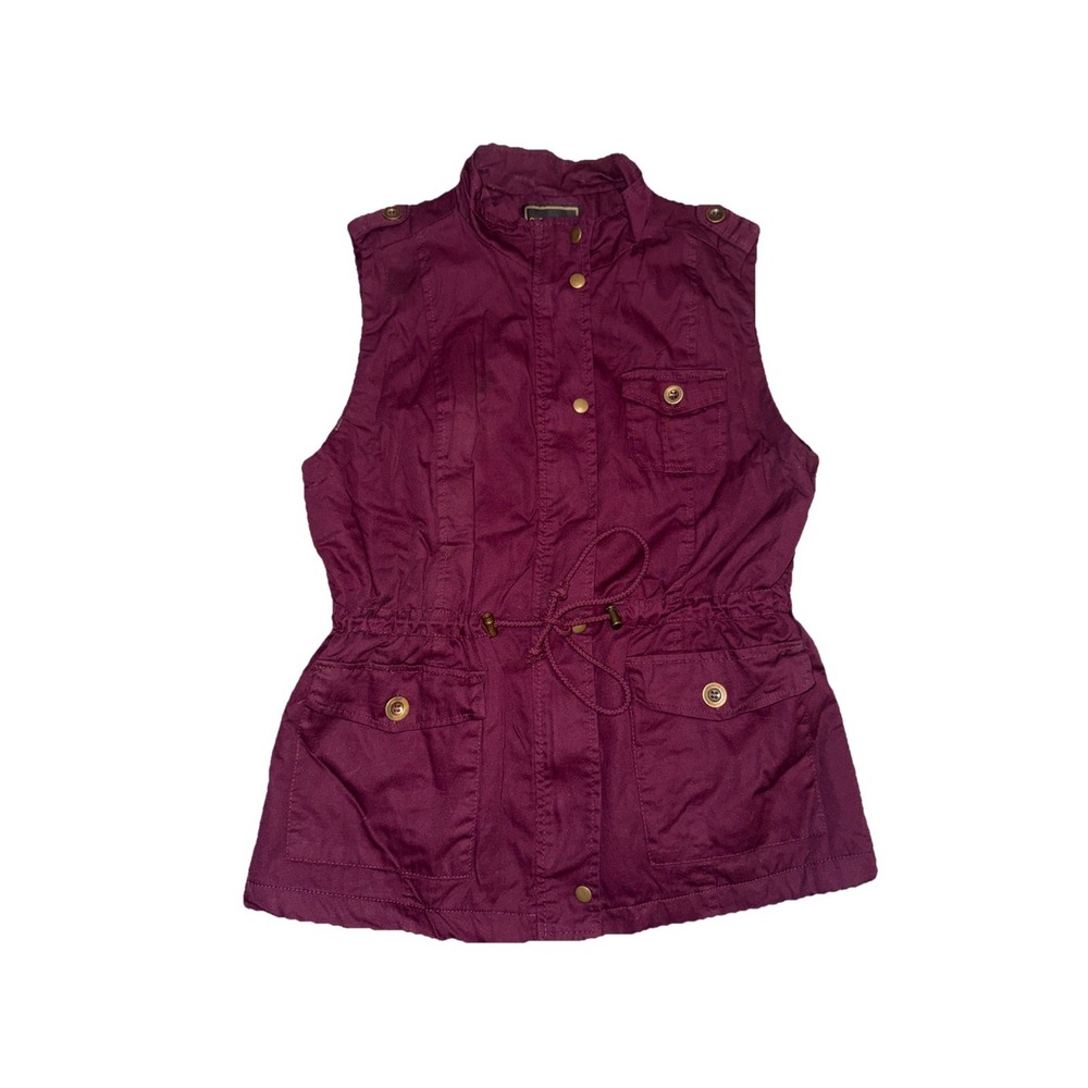 C'esttoi Vest Women's Size Large Fashion vest  fleece Lined Maroon Burgundy